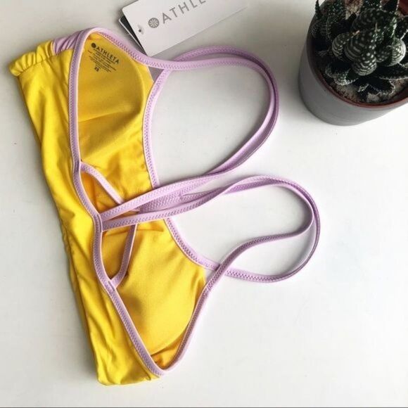 ATHLETA Strappy Sporty Color Block Chroma Bikini Top Size XS - Picture 2 of 5
